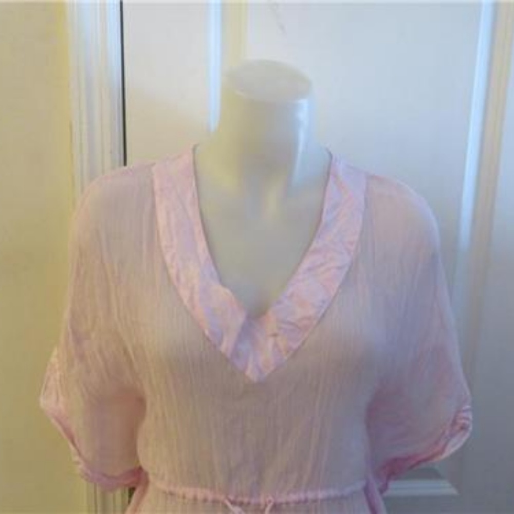 CALYPSO ST. BARTH SILK PINK SHEER  TOP XS * - Picture 3 of 4